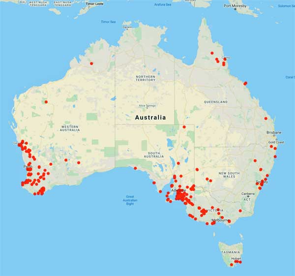 collecting locality map for 'Ashby, E.(SA Herb)'