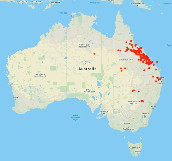 collecting locality map for 'Bowman, E.M.'