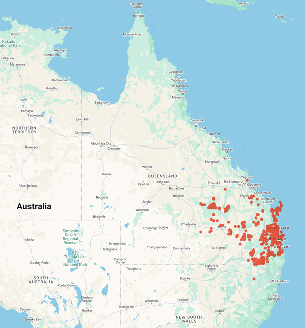 collecting locality map for 'Crane, R.'