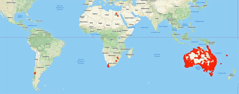 collecting locality map for 'Crisp, M.D.'