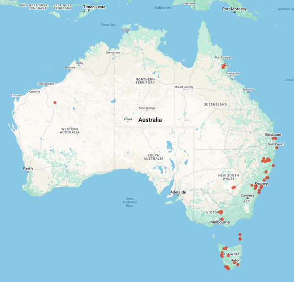 collecting locality map for 'Davis, H.C.F.'