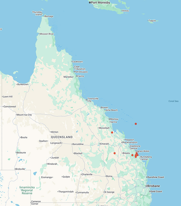 collecting locality map for 'Dovey, L.G.'