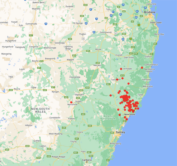 collecting locality map for 'Dowling, W.'