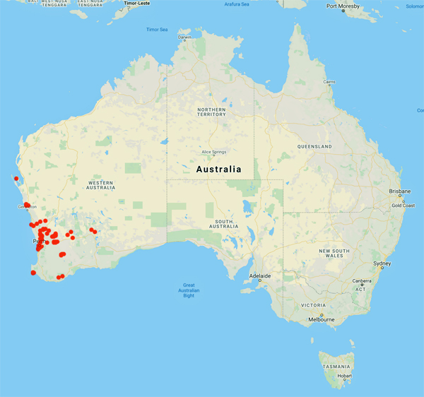 collecting locality map for 'Grieve, B.J.'