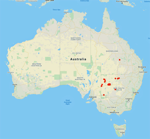 collecting locality map for 'Kennedy, M.B.'