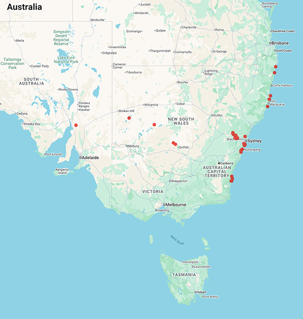 collecting locality map for 'Ooi, M.'