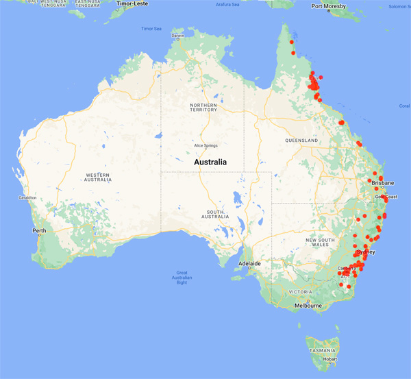 collecting locality map for 'Schofield, W.B.'