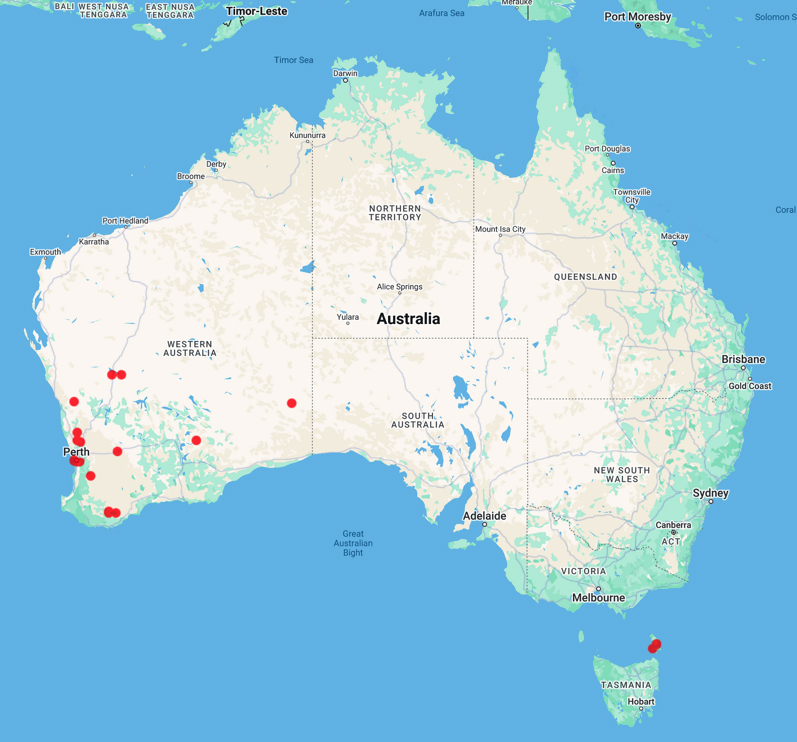 collecting locality map for 'Serventy, V.N.'