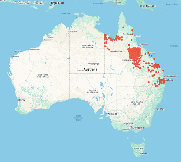collecting locality map for 'Thompson, E.J.'
