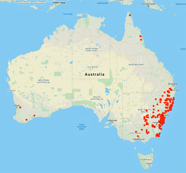 collecting locality map for 'Tunstall, R.G.'