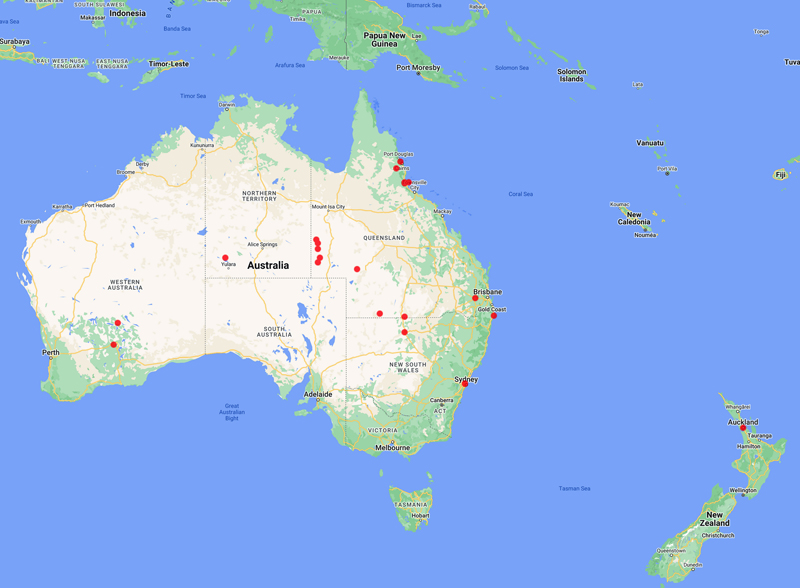 collecting locality map for 'Vogan, A.J.'