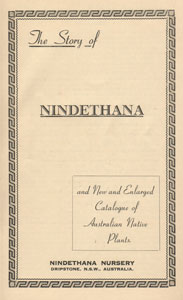 cover of Nindethana Nursery catalogue 1956