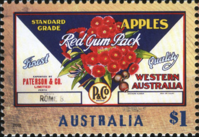 'Red Gum Pack Apples' stamp 2016